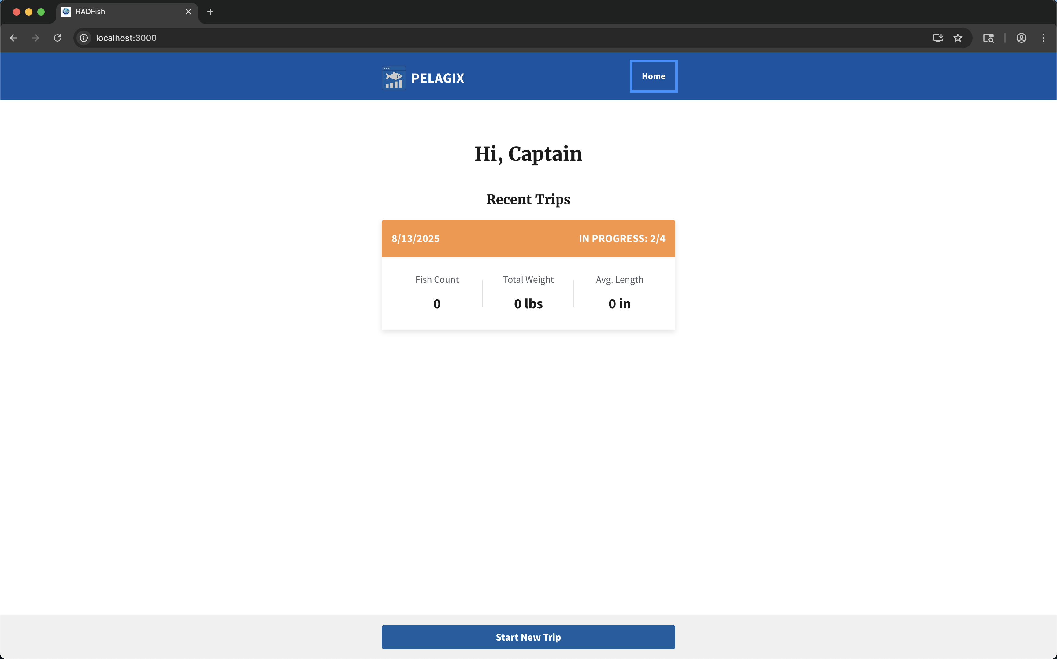 Saved Trip on Homepage