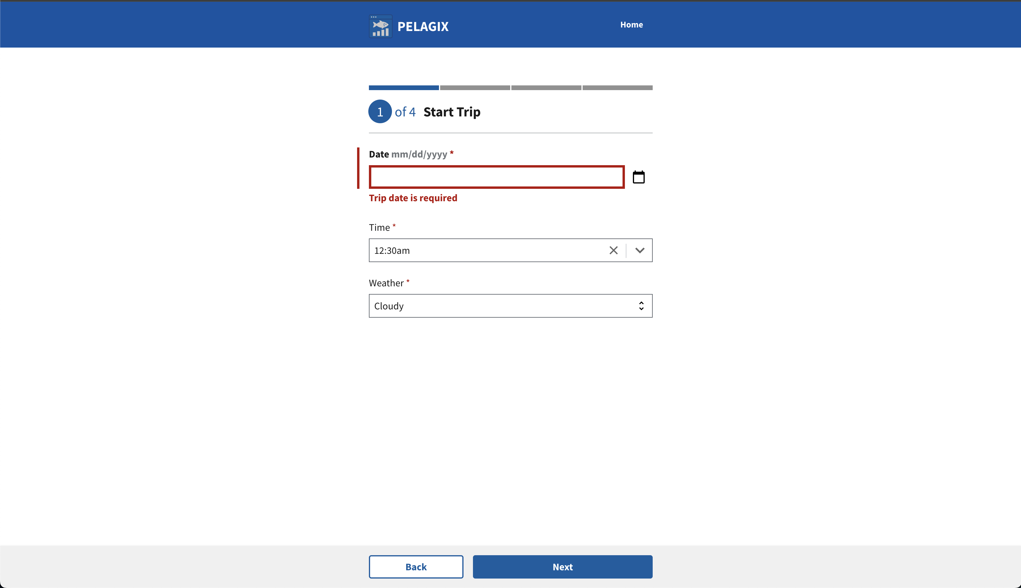 DatePicker with error message
